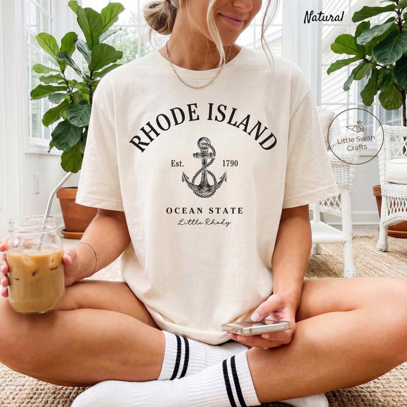 Rhode Island Shirt, Ocean State Little Rhody T-shirt, Unisex Natural