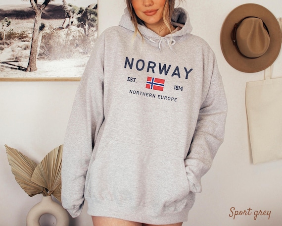 Norway Hoodie, Norwegian Flag Pullover, Norge Hoody, Nordic