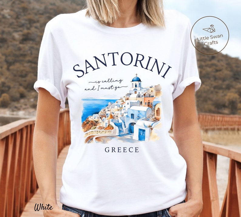 Santorini Shirt, Greek Island, Greece T-shirt, Unisex White