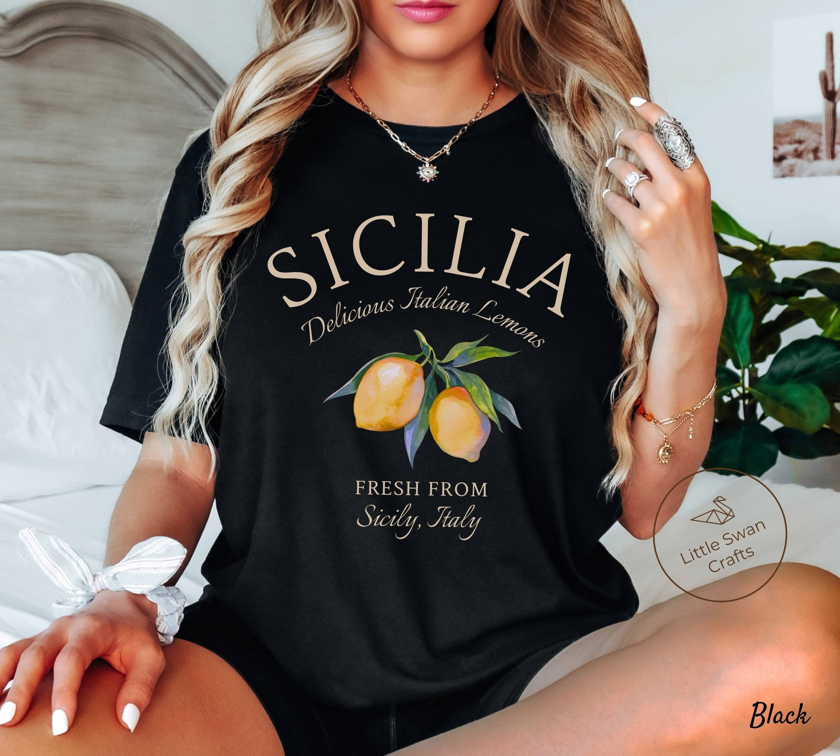シチリアシャツ、イタリアシチリア服、イタリアレモンTシャツ、ユニ