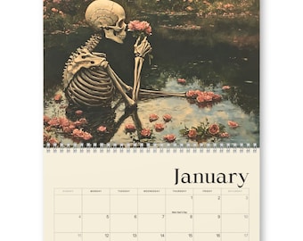 Skeleton and Flowers Wall Calendar 2026