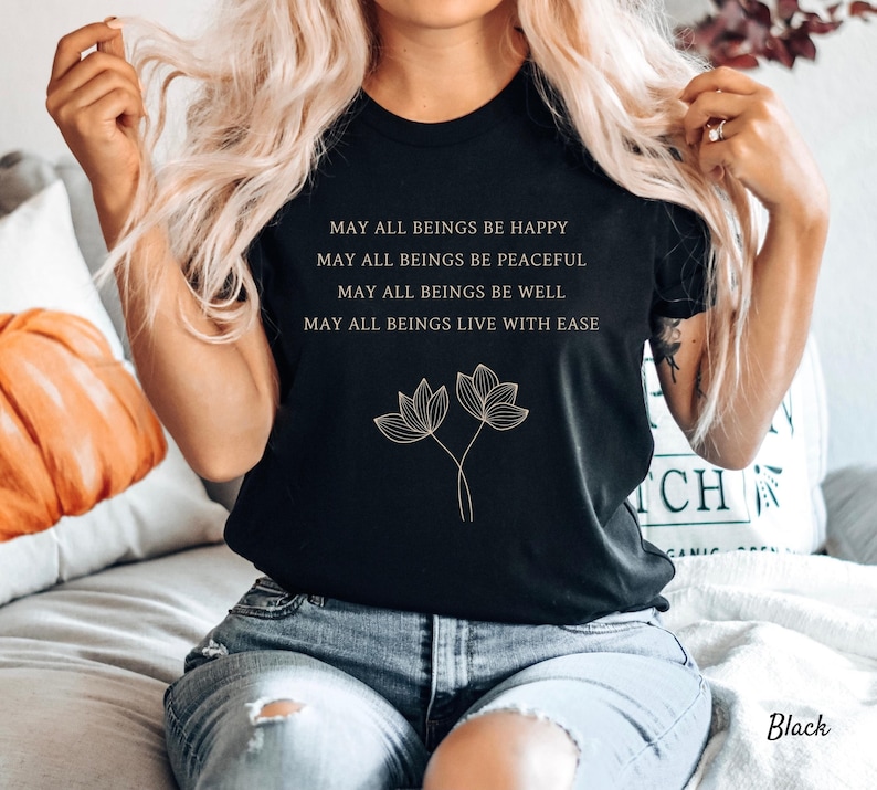 Maglietta con preghiera Metta, maglietta con amorevole gentilezza, maglietta "Che tu possa essere in pace", unisex immagine 1