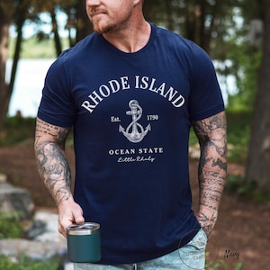 Rhode Island Shirt, Ocean State Little Rhody T-shirt, Unisex Navy
