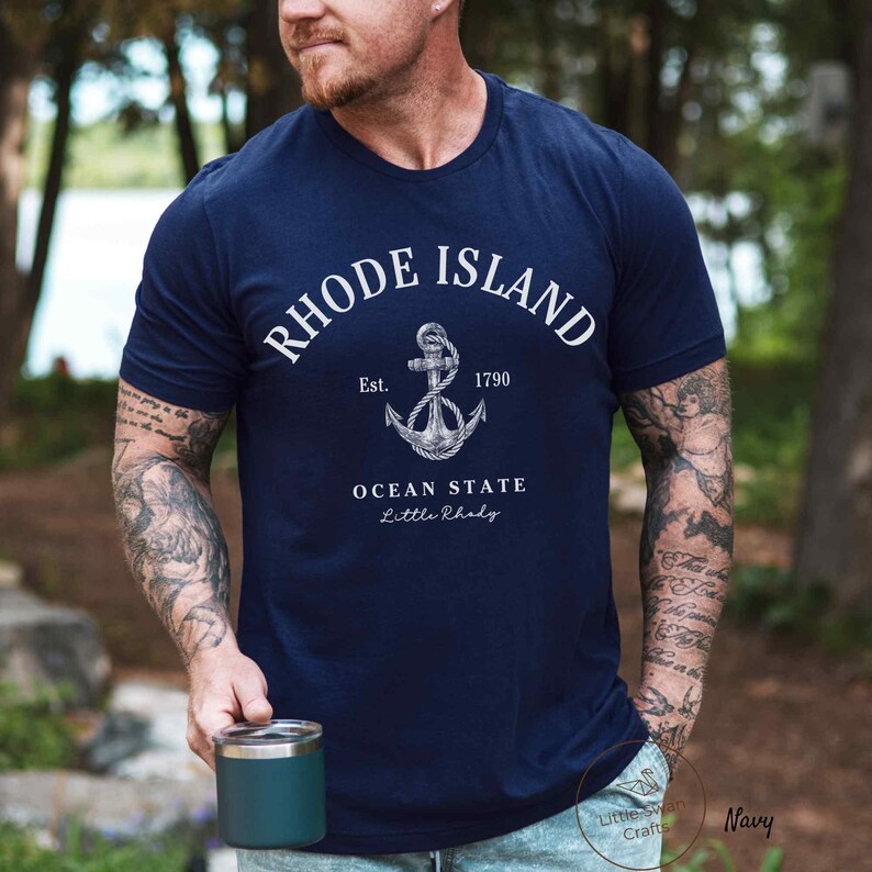 Rhode Island Shirt, Ocean State Little Rhody T-shirt, Unisex Navy