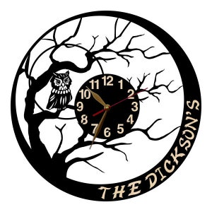 Wall Clock Owl, Non-ticking LARGE 12-18inch, Birds, Animals, Wall Art Decor, Gift image 2