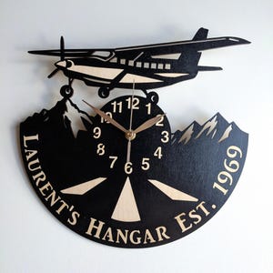 Airplane Wall Clock 12-24 inch Extralarge, Personalized, Non-ticking, Airport Decor Gift, Plane Pilot Wall Art image 6