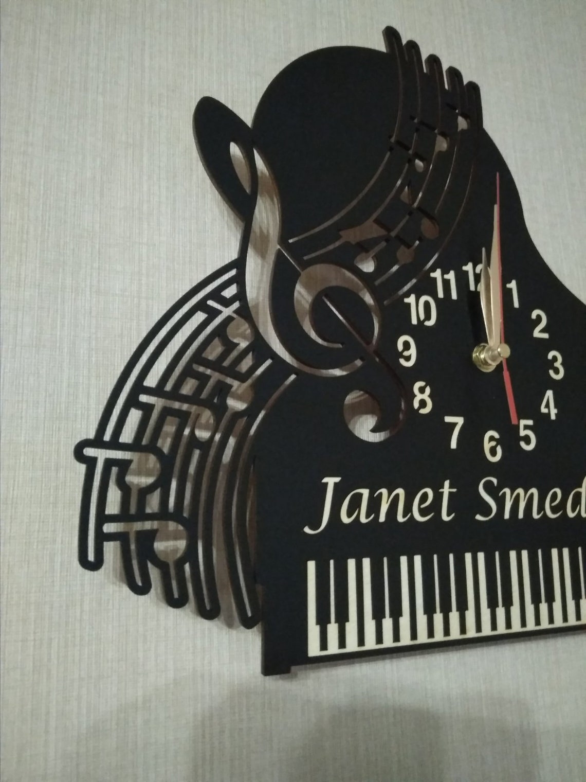 Piano PERSONALIZED Clock BIG Wood Nonticking LARGE 1218inch Etsy
