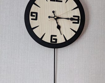 Modern Wooden Pendulum Wall Clock, Decorative Clock for Living Room,  Housewarming Gift