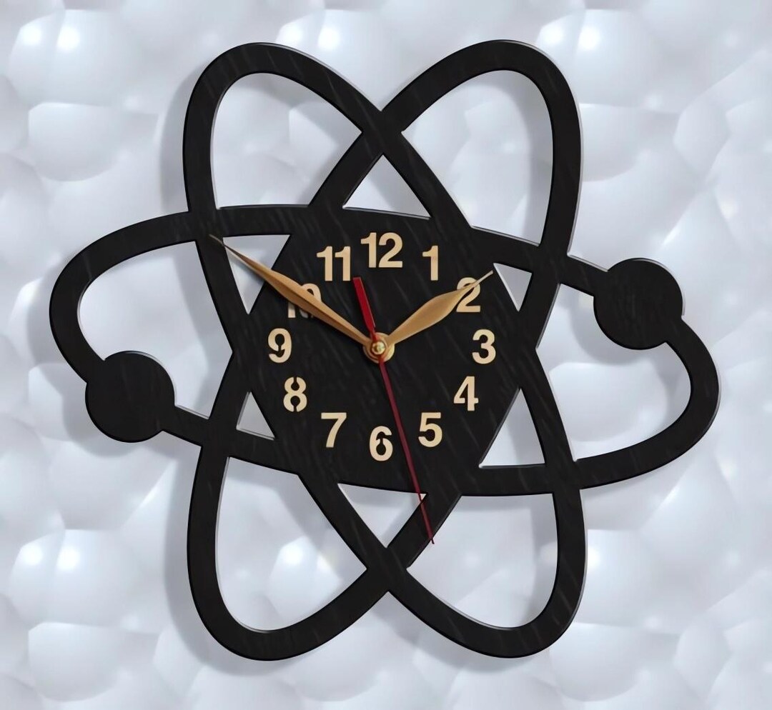 Wall Clock Atom 12-18inch Lab Life, Science, Scientist Gift LARGE ...
