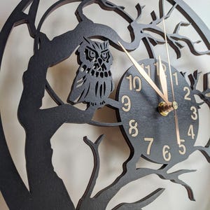Wall Clock Owl, Non-ticking LARGE 12-18inch, Birds, Animals, Wall Art Decor, Gift image 6