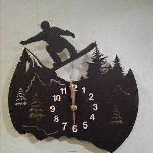 Wall Clock Snowboarding, Winter Sport Freestyle, Wooden Non-ticking 12 or 18 inches, Snowboarder Gift image 5