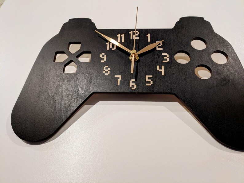 Wall Clock Game Console Non-ticking, Gamer Gift, Joystick, Teens Game Zone, Gaming Room Wall Art Decor, Wooden 12-18 inch 12", NO Personalize