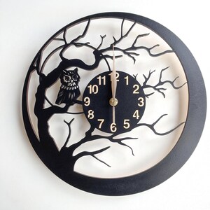 Wall Clock Owl, Non-ticking LARGE 12-18inch, Birds, Animals, Wall Art Decor, Gift image 3