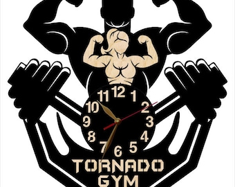 Wall Clock Bodybuilding 12-18inch, Bodybuilder Coach Gift, Powerlifter Home Gym Man Woman, Wood Wall Art Decor #211