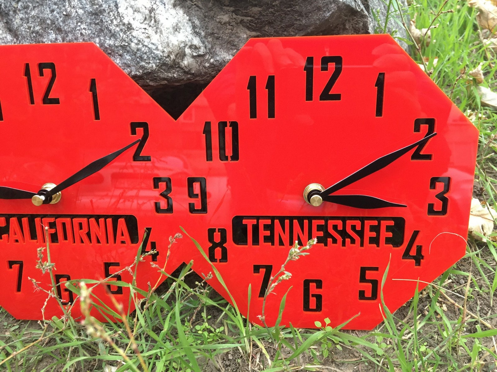 Time Zone Wall Clock Red or Black Acrylic City/state/country Etsy