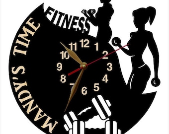 Wall Clock Fitness Club 12-18inch Non-ticking LARGE, Women Bodybuilding Female Sport, Gym