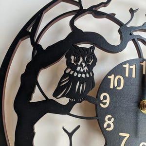 Wall Clock Owl, Non-ticking LARGE 12-18inch, Birds, Animals, Wall Art Decor, Gift image 4