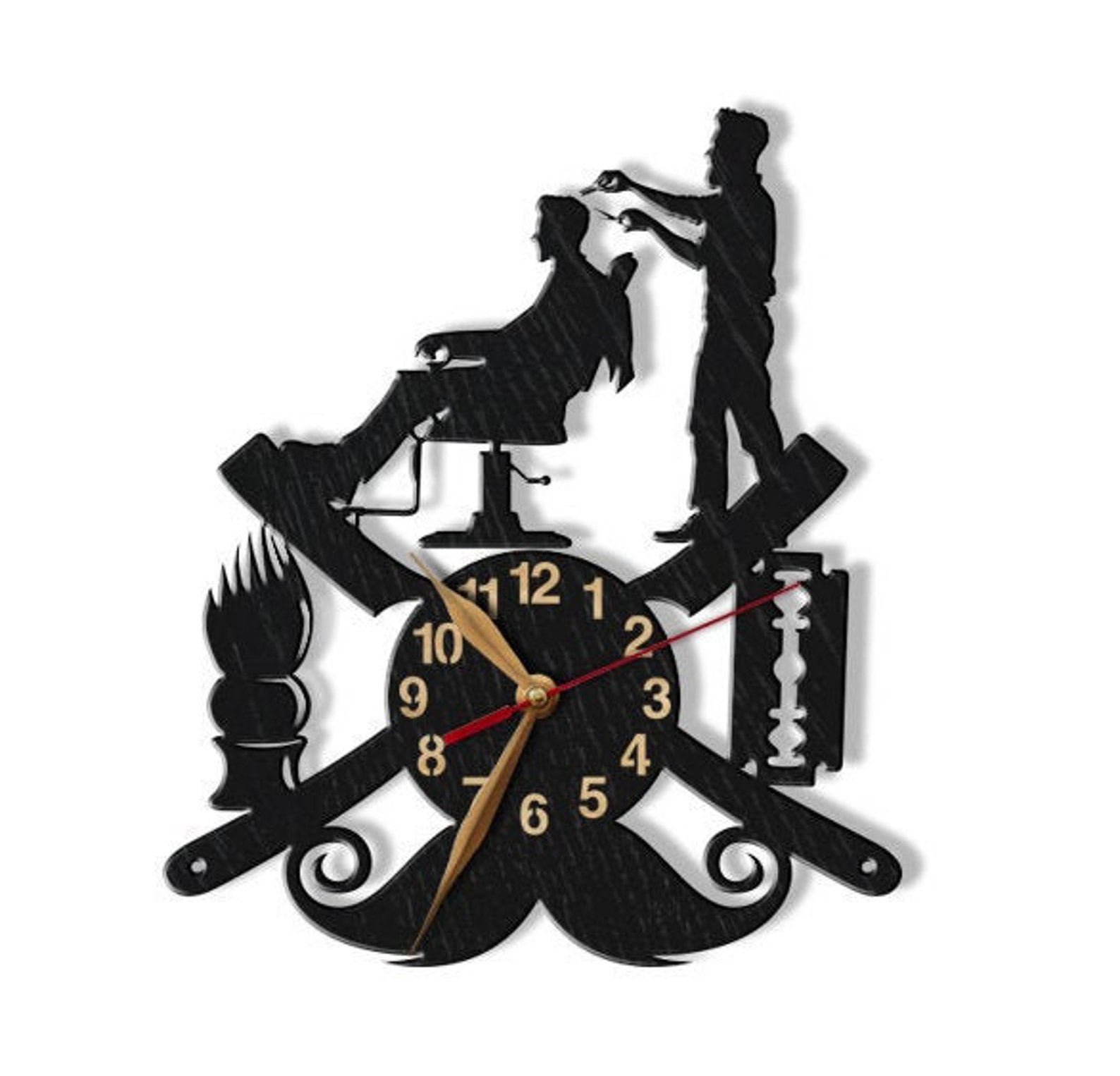 18 Barber Shop Wall Clock Wood Nonticking Hairstyler Etsy