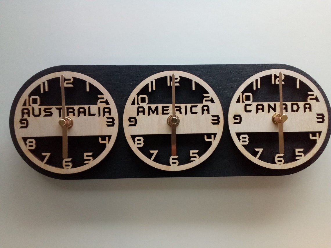 Time Zone Wall Clock City/state/country Sign World Clock Etsy