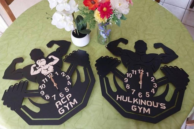 Wall Clock Bodybuilding 12-18inch, Bodybuilder Coach Gift, Powerlifter Home Gym Man Woman image 2