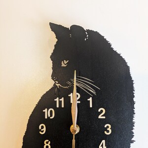 Wall Clock Black Cat, LARGE 12-18 inch height, Non-ticking, Cat Mom, Animal, Cat Lover image 4