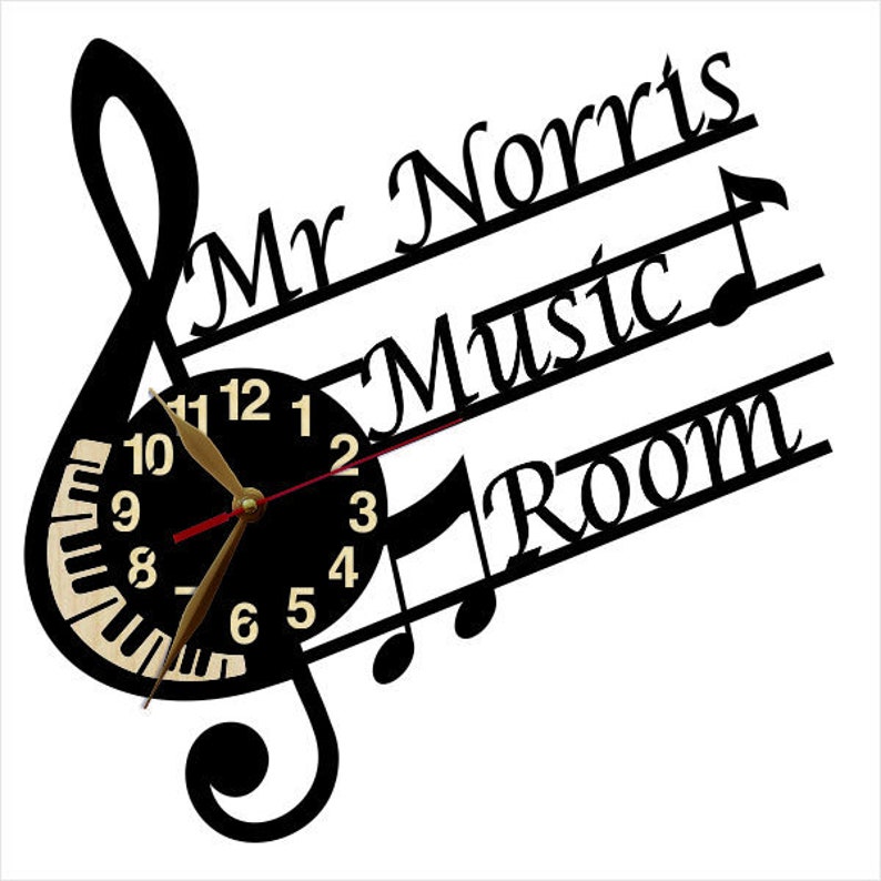Reloj de pared con partituras de 30 a 45 cm, madera, sin tictac, grande, ideal como regalo para músicos. imagen 2