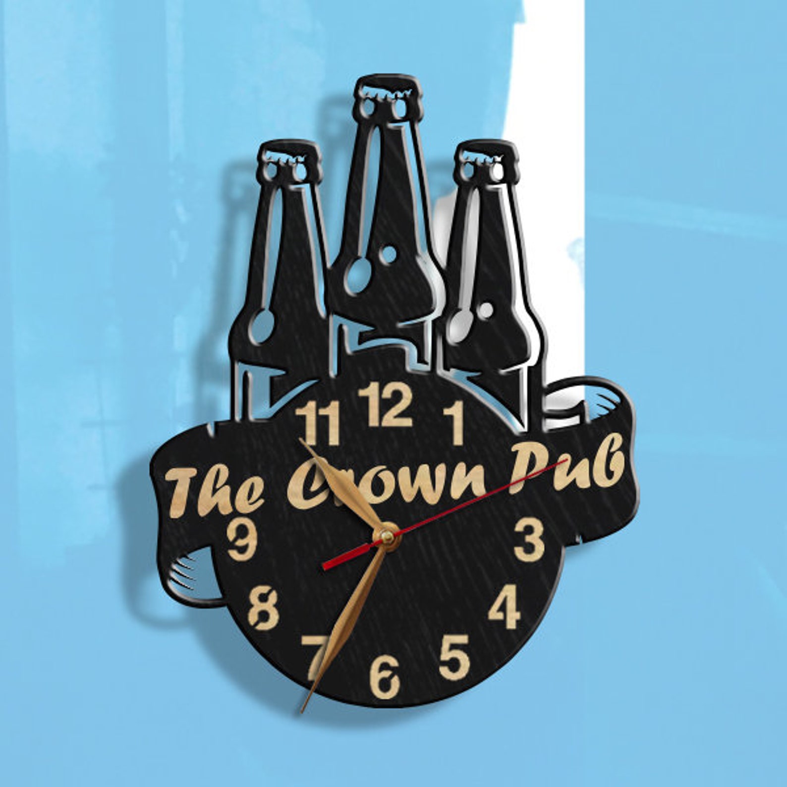 Beer Pub Wall Clock 1218inch Custom Wood Bar Sign Large Etsy