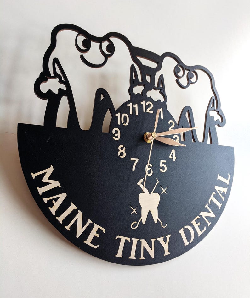 Wall Clock Dental Care 12-18inch, Medical BIG Wood LARGE Dental Office Decor, Dentist gift image 7