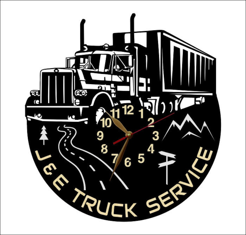 Wall Art Decor LARGE 13 or 18 inch Gift #168 Semi Truck Clock Trucker BIG Wood non-ticking Driver Trailer