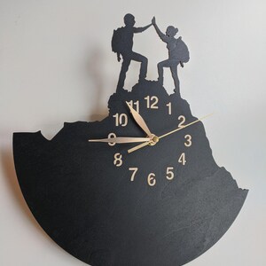 Pair Climbing Wall Clock Non-ticking, Couple of Lovers, Rock Hiking, Art Decor LARGE 12-18inch image 8