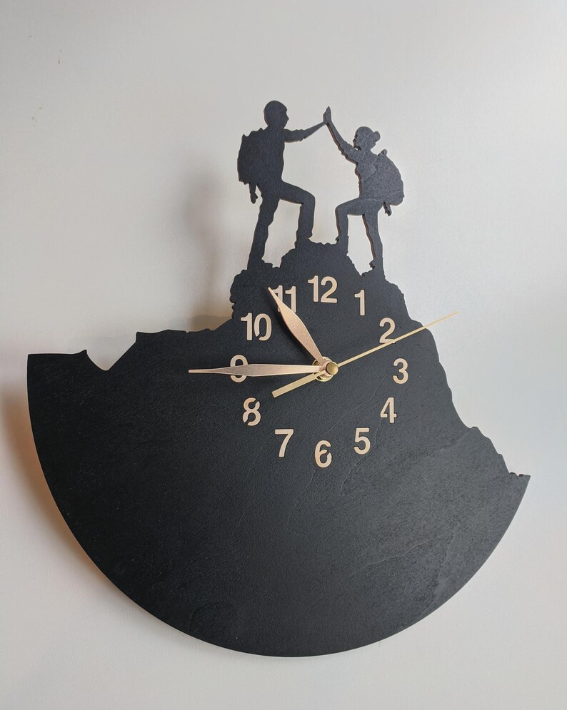 Pair Climbing Wall Clock Non-ticking, Couple of Lovers, Rock Hiking, Art Decor LARGE 12-18inch image 8