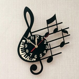 Reloj de pared con partituras de 30 a 45 cm, madera, sin tictac, grande, ideal como regalo para músicos. 18", NO Personalize