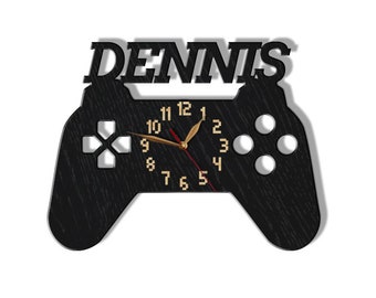 Wall Clock Game Console Non-ticking, Gamer Gift, Joystick, Teens Game Zone, Gaming Room Wall Art Decor, Wooden 12-18 inch