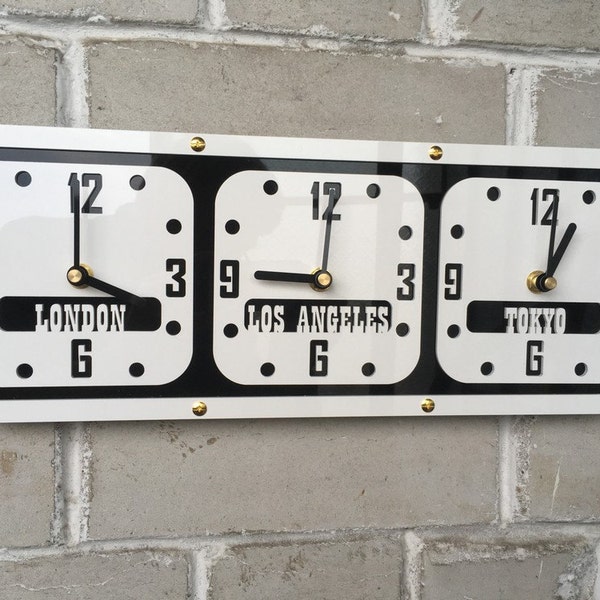 Multiple Time Zone Wall Clock Etsy