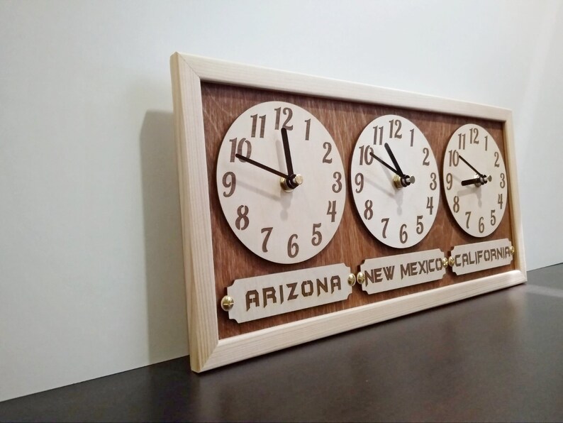 Framed Time Zone Wall Clock City/State/Country Sign World Etsy