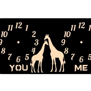 Dual Time Zone Clock, City/State/Country Sign, Timezone Two Locations Wall Clock Giraffe