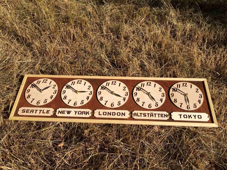 Framed Multiple Time Zone Clock 10 Inch Height Etsy
