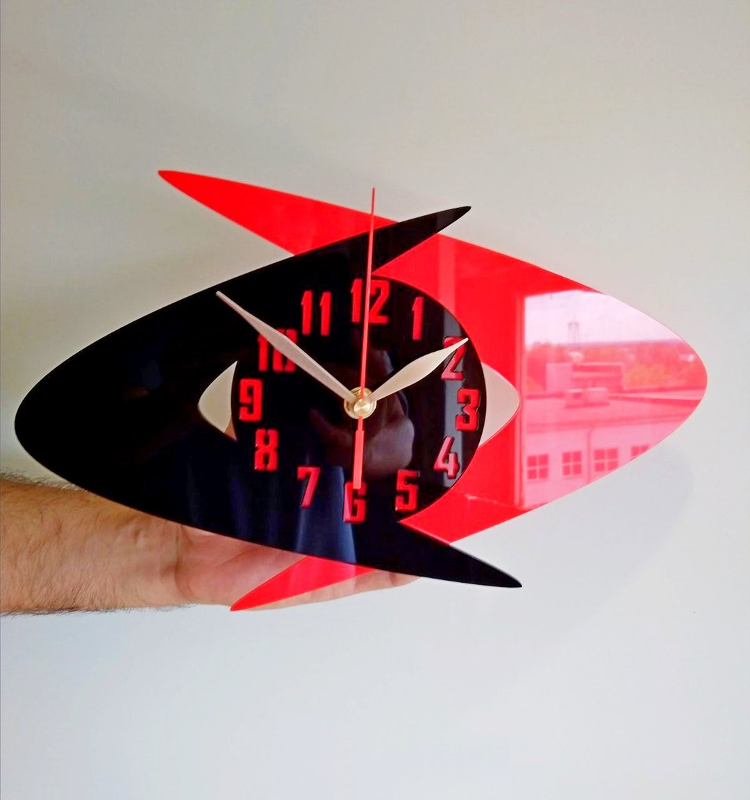 Mid Century Modern Vintage Style Double Boomerang Wall Clock Etsy