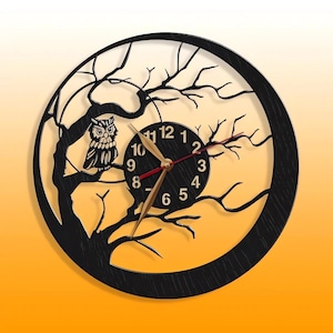Wall Clock Owl, Non-ticking LARGE 12-18inch, Birds, Animals, Wall Art Decor, Gift image 1