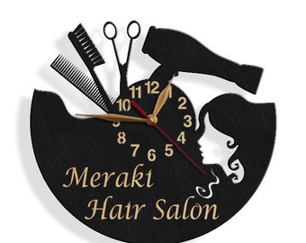 Wall Clock Beauty Salon, Hair styler, Wall Art Decor LARGE 18 or 12 inch, Hairdresser Parlor #85