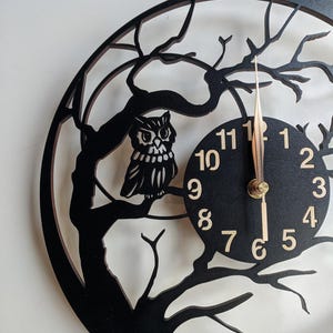 Wall Clock Owl, Non-ticking LARGE 12-18inch, Birds, Animals, Wall Art Decor, Gift image 5