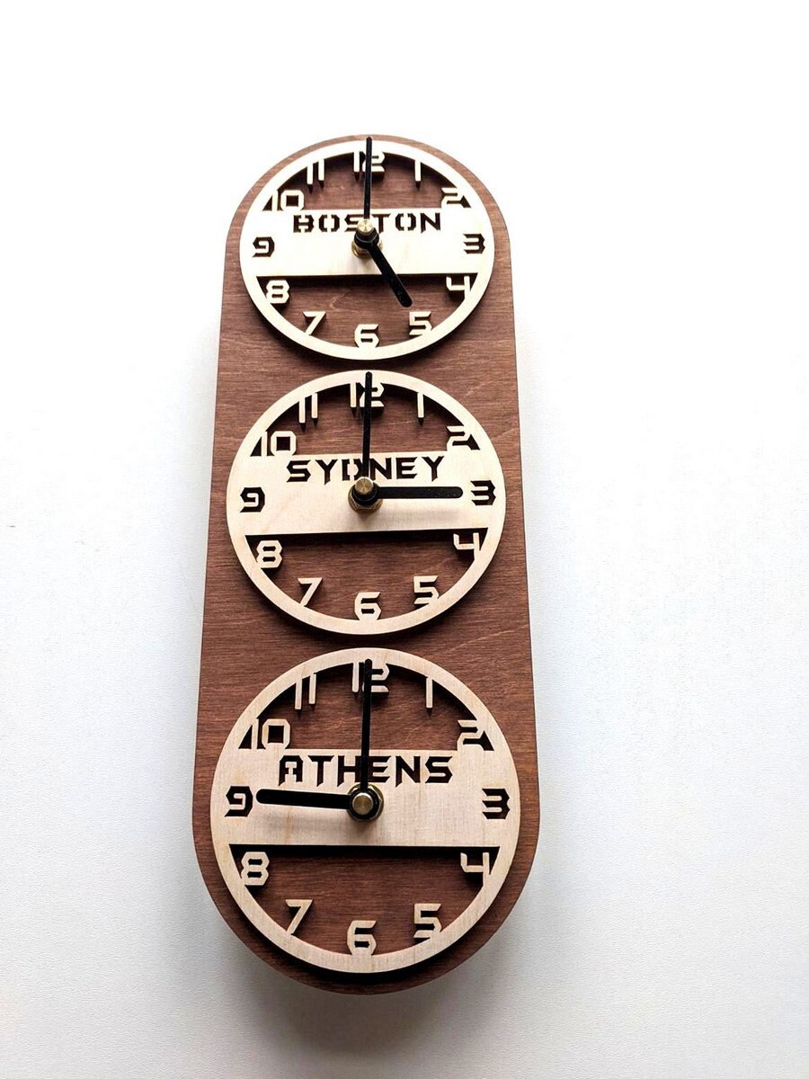 Vertical Clock Ruler Vertical Time Zone Wall Clock, 2-5 Dials, Multiple World Clock, City ...