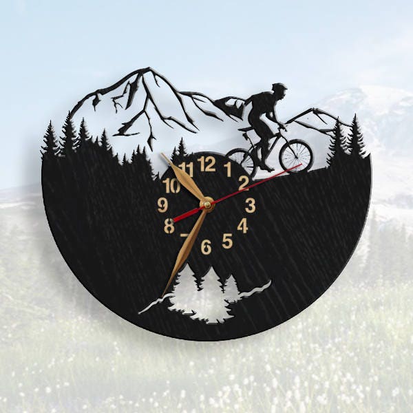 24.6 Modern 3D Acrylic Silent Large Bicycle Wall Clock Home Decor Art in  Black & Blue