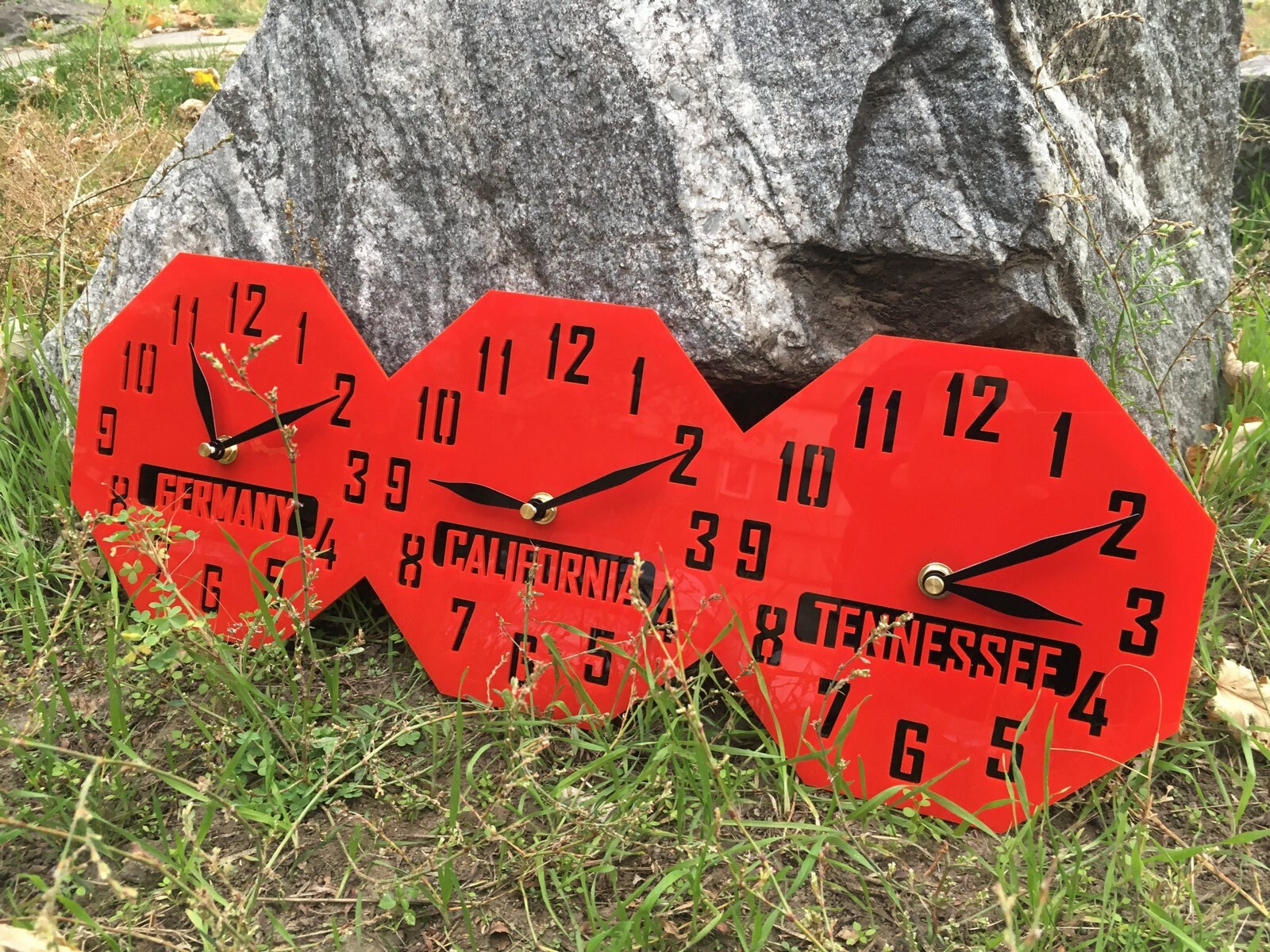Time Zone Wall Clock Red or Black Acrylic City/state/country Etsy