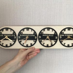 Relógio de parede com fuso horário mundial, mostradores 2-3-4 ou 5, altura 5 polegadas (12,5 cm), relógio de parede para escritório