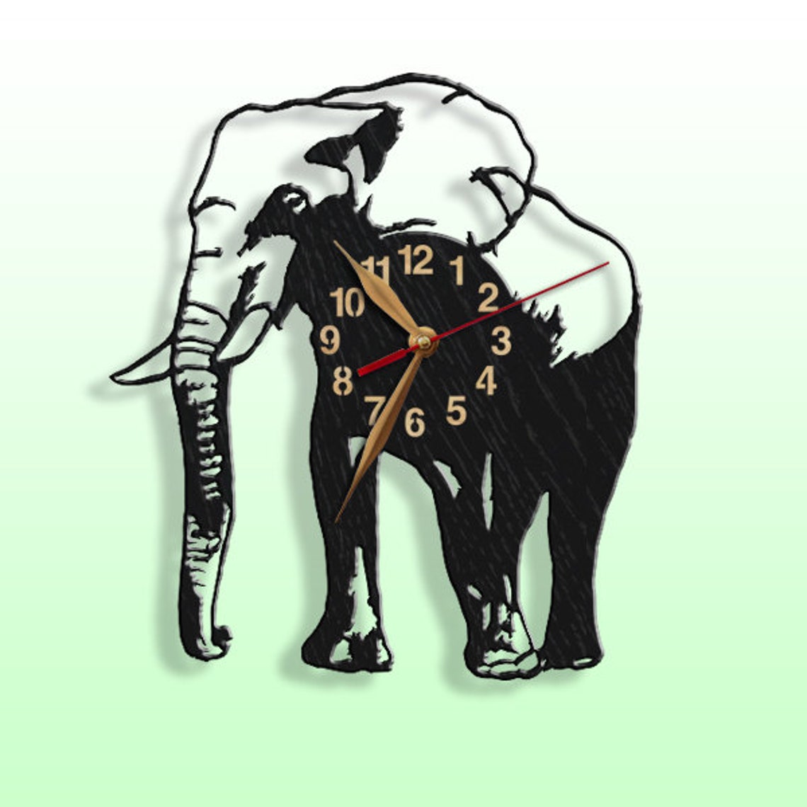 12 or 18 Clock Elephant Wooden Nonticking Wild Nature Etsy