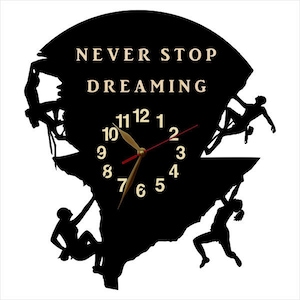 Climber Wall Clock, 12 or 18 inches Wood Non-ticking Alpinist Gift, LARGE, Rock Climbing gifts