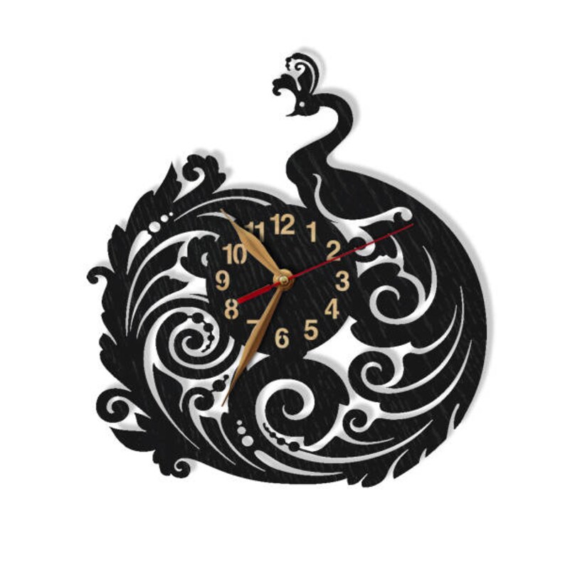 Peacock Wood Wall Clock BIG Nonticking LARGE 1218inch Bird Etsy