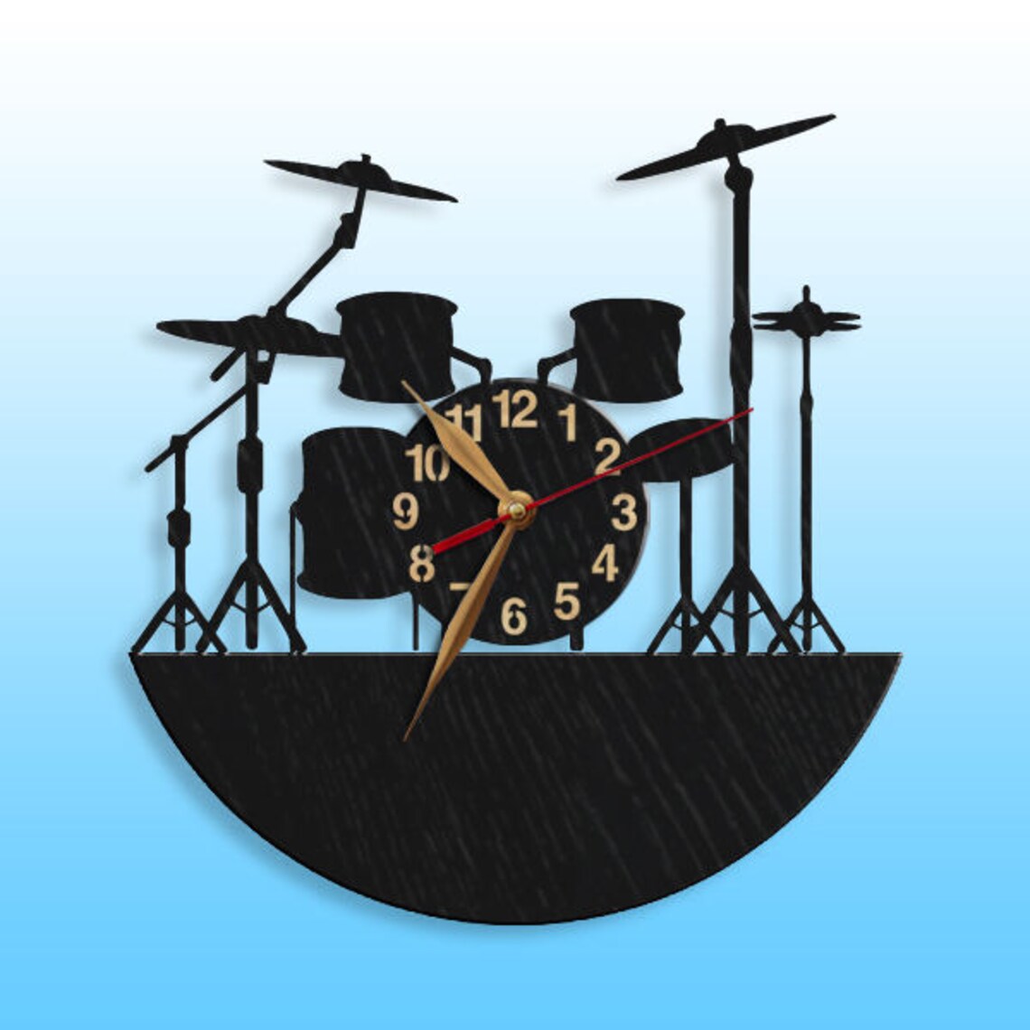 Drummer Wood Clock Percussionist Gift BIG Nonticking Drums Etsy