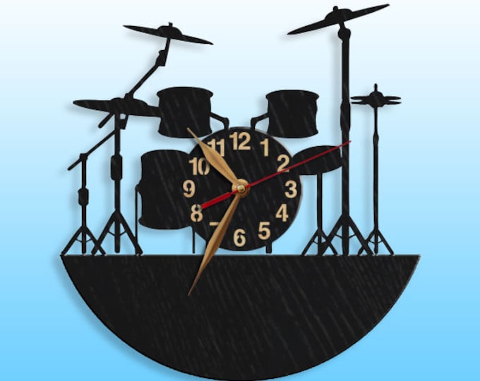 Reloj de pared Baterista Percusionista Regalo GRANDE Sin tictac, Músico de percusión de tambores, GRANDE 12-18 pulgadas, Decoración de arte musical # 99